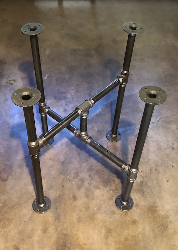Industrial Black Pipe Cross Table Base, "DIY" Parts Kit, 3/4” Diameter Pipe X 30" tall - Widths Available - 18” 24” 28” 32” 44” or 56”