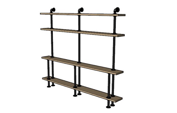 Black Pipe Shelving "DIY" Kit - 72" tall x 72" wide x 8" deep