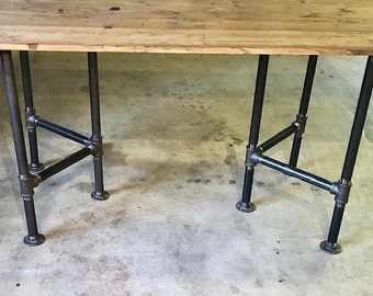 Industrial Pipe Table Legs Kit, 2 End Frames 3/4" Pipe x 22” Wide Base, Height options - 28", 30", 34", 36", 38", 40", 42" or 44” Tall