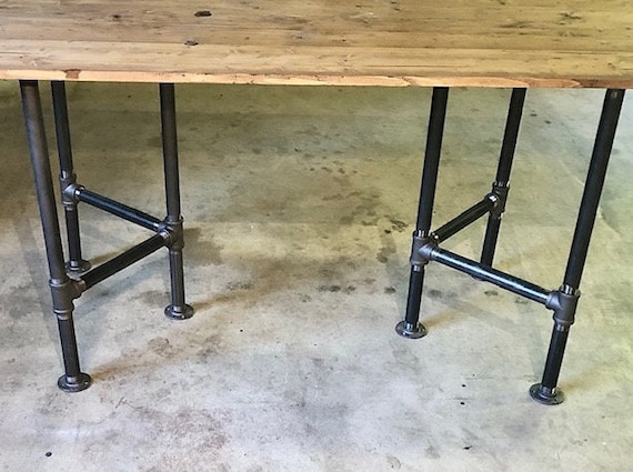 Industrial Pipe Table Legs "DIY" Parts Kit, 2 End Frames 3/4" Black Pipe 22” Wide Base X 28", 30", 34", 36", 38", 40", 42" or 44” Tall