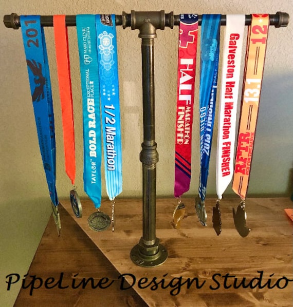 Sports Medal Display Stand Industrial Pipe--Marathon, 26.1, Half Marathon, 13.1, 10 K, 5 K, Sprint Tri, Tri, IRON Man/Woman "DIY" Parts Kit