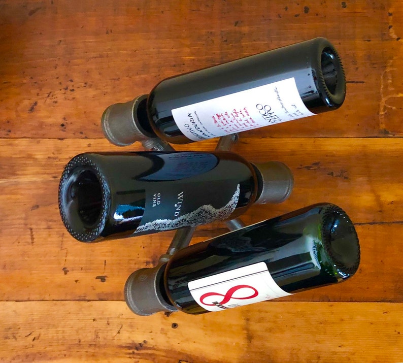 Industrial Black Pipe Wine Rack Liquor Bottle Holder Holds Etsy