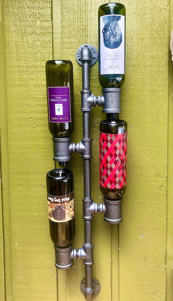 Industrial Pipe Wine Rack Bottle Holder Wall Mount - FREE Shipping!!