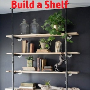 Authentic Industrial Pipe Shelving Kit - Number of Shelves-2, 3, 4, 5, 6, Depth Options-4", 5", 6", 7", 8", 9", 10", 11", 12", 14, 16, 18"