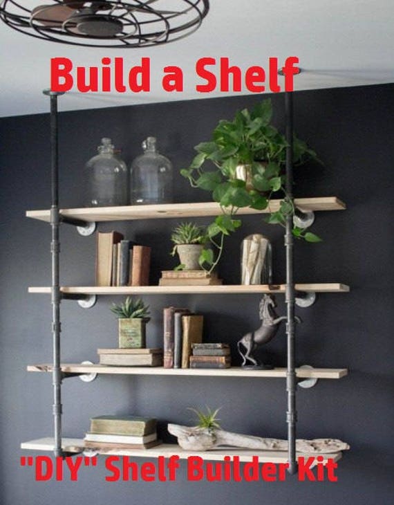 Authentic Industrial Pipe Shelving Kit - Number of Shelves-2, 3, 4, 5, 6, Depth Options-4", 5", 6", 7", 8", 9", 10", 11", 12", 14, 16, 18"