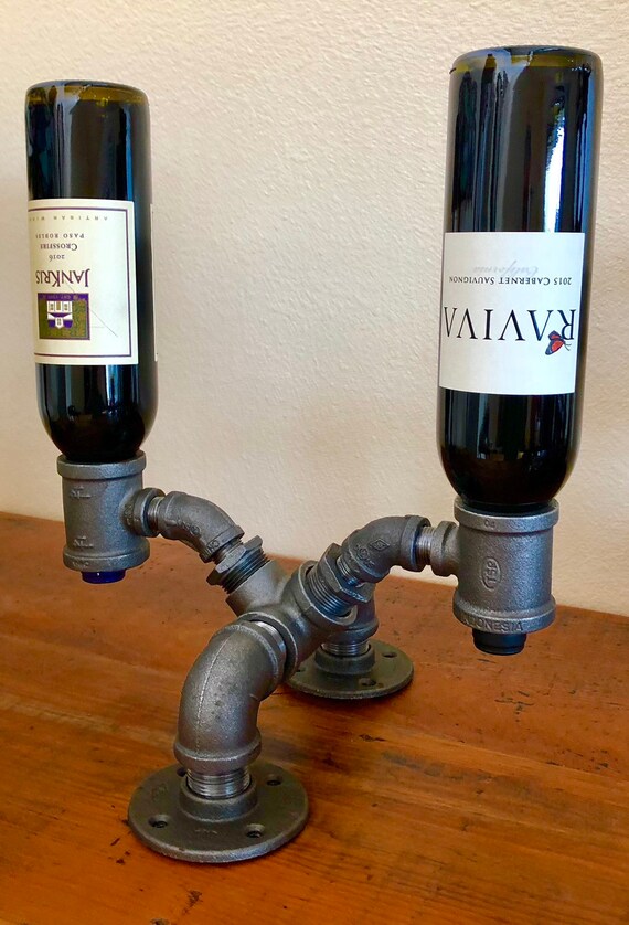 Industrial Black Pipe Wine Rack, Liquor Bottle Holder