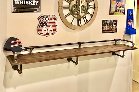 Industrial Pipe Drink Rail Kit, Lengths- 3', 4', 5', 6', 7', 8', 9', 10', 12', Depths-4”, 6", 8", 10", 12", 14", 16", 18", 20", 22" and 24"