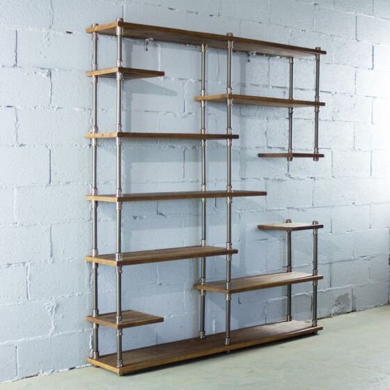 Industrial Pipe Bookcase with 11 Solid Reclaimed Wood Finished Etsy