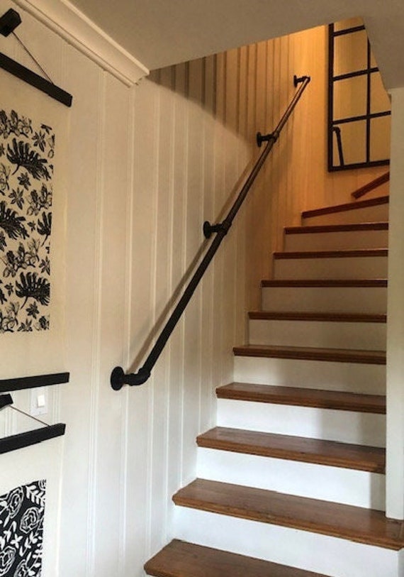 Industrial Pipe Handrail, 3/4” Pipe x 4” Deep, “DIY” Parts Kit *Lengths* 48", 60", 72", 84", 96", 108", 120"- Easily Assembles in Minutes!