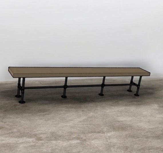 Iron Pipe Bench Base "DIY" Parts Kit- 3/4” pipe x 92" long x 12" wide x 18" tall (perfect for 8' long bench)