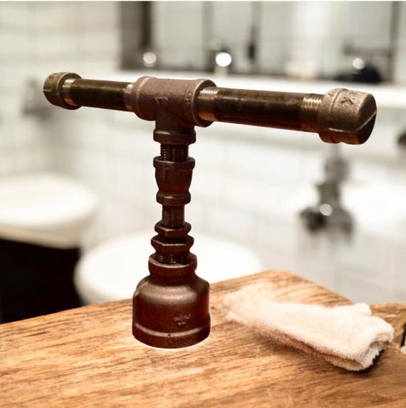 Jewelry Stand Industrial Iron Pipe Bracelet & Watch Holder, Rustic Vintage Style Organizer for Desk or Vanity