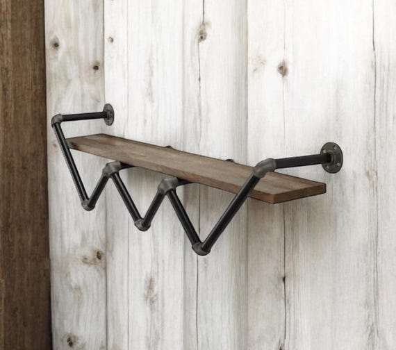 Industrial Pipe Shelf Bracket “DIY” Parts Kit - Zigzag design