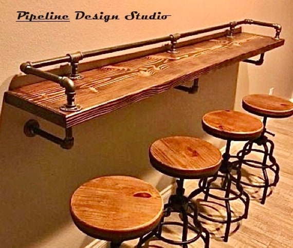 Industrial Pipe Bar Rail Kit - Authentic Drink Rail with Multiple Size Options, Durable Industrial Design for Home Bar & Kitchen