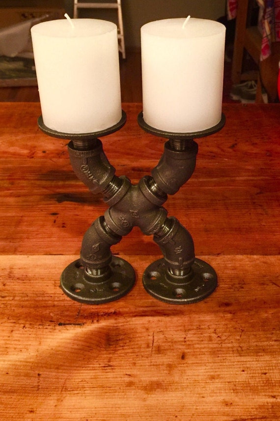 Black Pipe Candle Holder