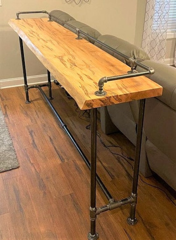 Industrial Pipe Table Base Drink Rail Kit 72 Long X 16 Wide X 28