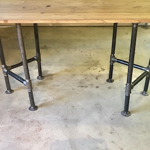 Vintage Industrial Pipe Table Legs for DIY Furniture Build - Sturdy Rustic Metal Desk or Dining Table Base