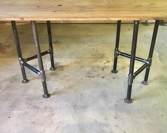 Vintage Industrial Pipe Table Legs for DIY Furniture Build - Sturdy Rustic Metal Desk or Dining Table Base