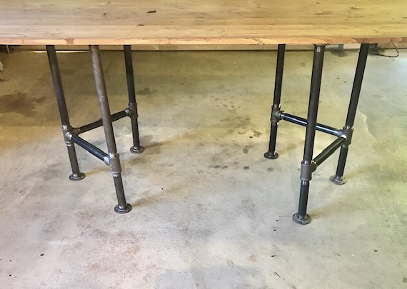 Vintage Industrial Pipe Table Legs for DIY Furniture Build - Sturdy Rustic Metal Desk or Dining Table Base