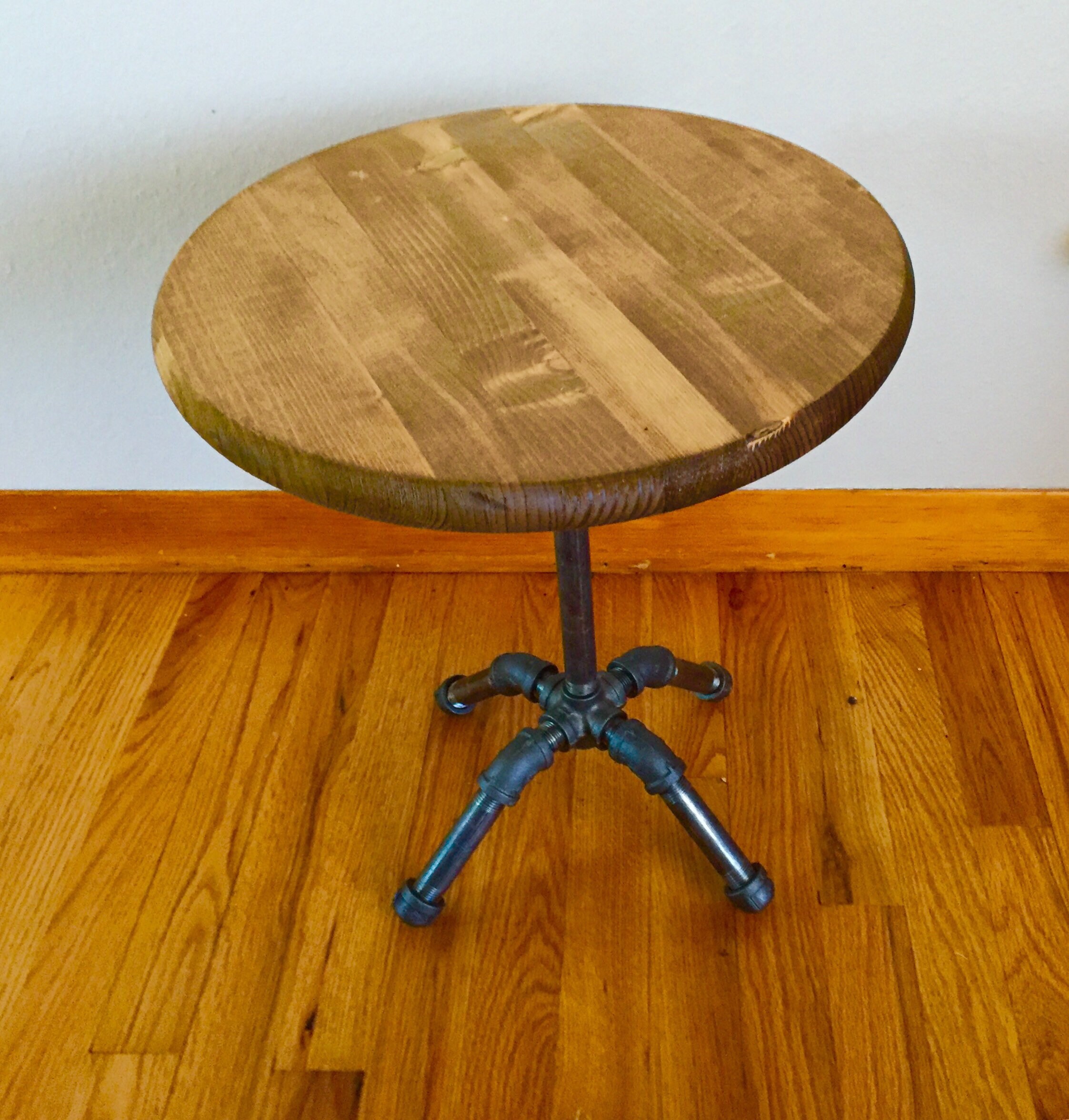 Black Pipe Table DIY Parts Kit with optional unfinished 15 round wood