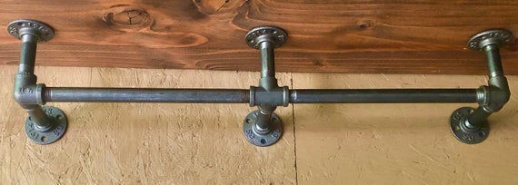 Black Pipe Shelf Bracket "DIY" Parts Kit, 30" Long, Shelf Depth Options -  6", 7", 8", 9", 10", 11", 12", 14", 16" & 18"