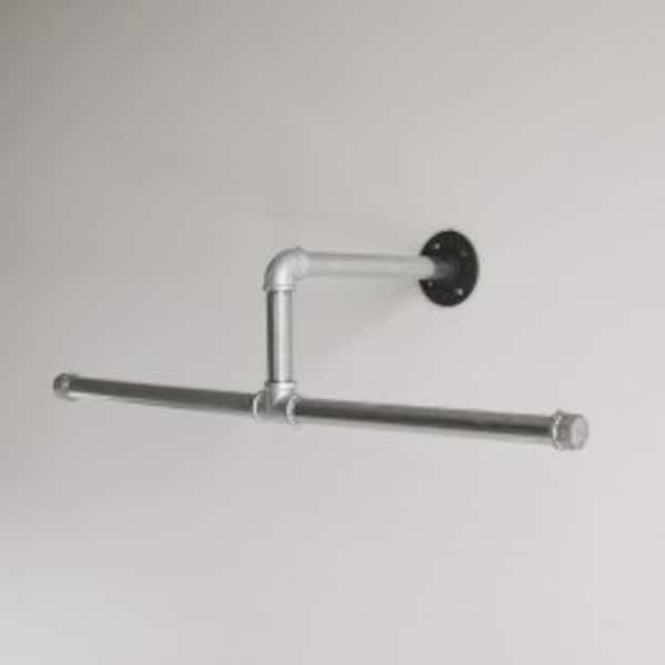 Industrial Pipe Closet Hanger Rod, Industrial Pipe Towel/Clothing Rack - 20" Long, Silver pipe or Black pipe available