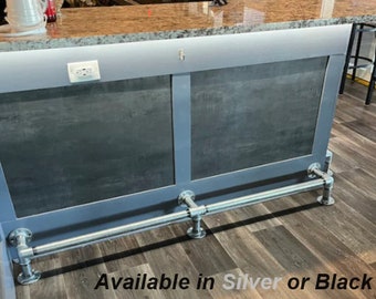 Industrial Pipe Bar Foot Rail - Silver or Black, 1-1/4” Pipe x 6" tall, Lengths Available - 48", 60", 72", 84", 96", 108”, 120” & 144”