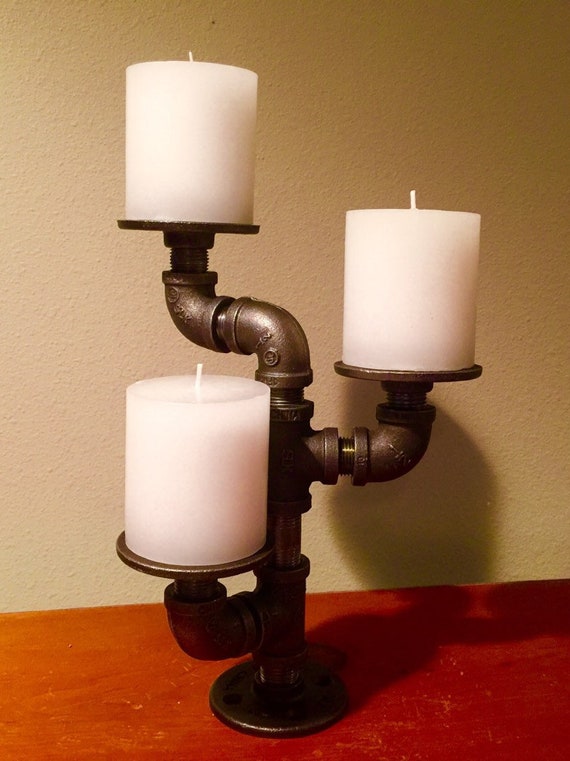 Black Pipe Candle Holder
