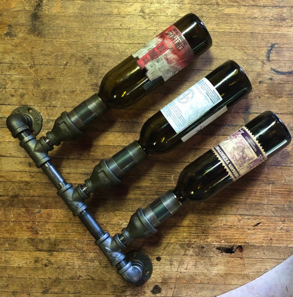 Pipe Wine Rack Bottle Holder, Diagonal Wall Mount, 2 Options Available