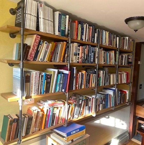 Iron Pipe Bookshelf, Shelf depth options include - 4", 5", 6", 7", 8", 9", 10", 11", 12", 14", 16" or 18"