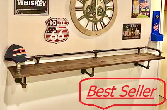 Industrial Pipe Drink Rail Kit, Lengths- 3', 4', 5', 6', 7', 8', 9', 10', 12', Depths-4”, 6", 8", 10", 12", 14", 16", 18", 20", 22" and 24"