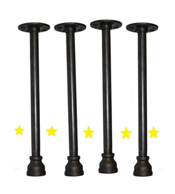 Industrial Iron Pipe Table Legs , INCLUDES 4 Complete Table Legs 1/2" Diameter 6", 7", 8", 9",10", 12", 18", 24",30" & 36"  "DIY"