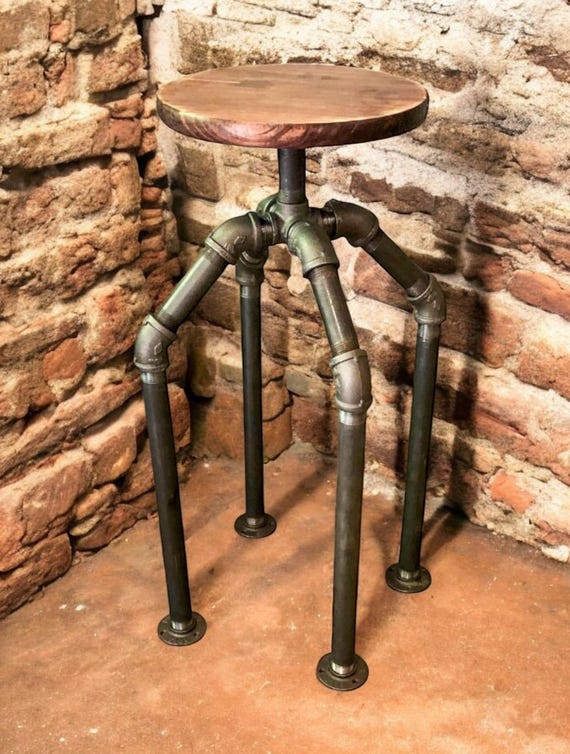 Pipe Bar Stool Industrial Sturdy 1” Pipe Frame Choose Height 20” 24” 27” 30” Kitchen Counter Seating