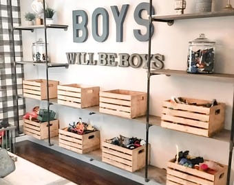 Rustic Industrial Pipe Shelf Kit - Custom Vintage Wall Storage Organizer for Home & Office Decor, Adjustable Size