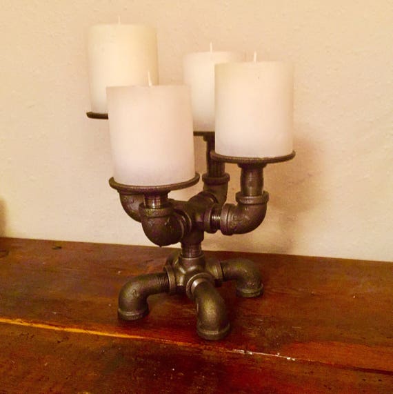 Industrial Pipe Candle Holder, holds 4 candles