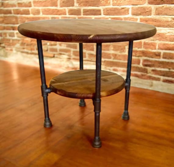 Iron Pipe Table Base with Shelf, "DIY" Parts Kit, 30” tall x 24" top x 20" wide base, Sturdy Design