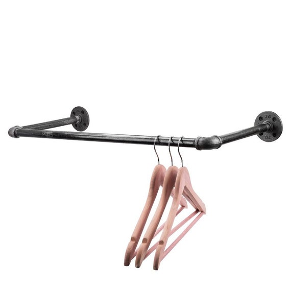 Industrial Pipe 24" Long Wall Mounted Clothing Rack Kit