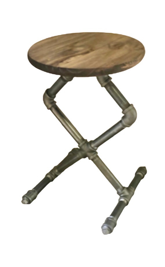 Industrial Pipe Stool or Accent Table Base "DIY" Parts Kit, 1" Pipe x 22” Tall, Unique and Original Design