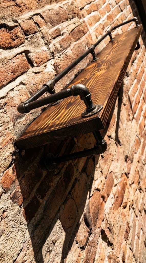 Industrial Pipe Drink Rail Kit, Lengths- 3', 4', 5', 6', 7', 8', 9', 10', 12', Depths-4”, 6", 8", 10", 12", 14", 16", 18", 20", 22" and 24"