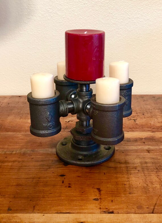 Black Pipe Candle Holder