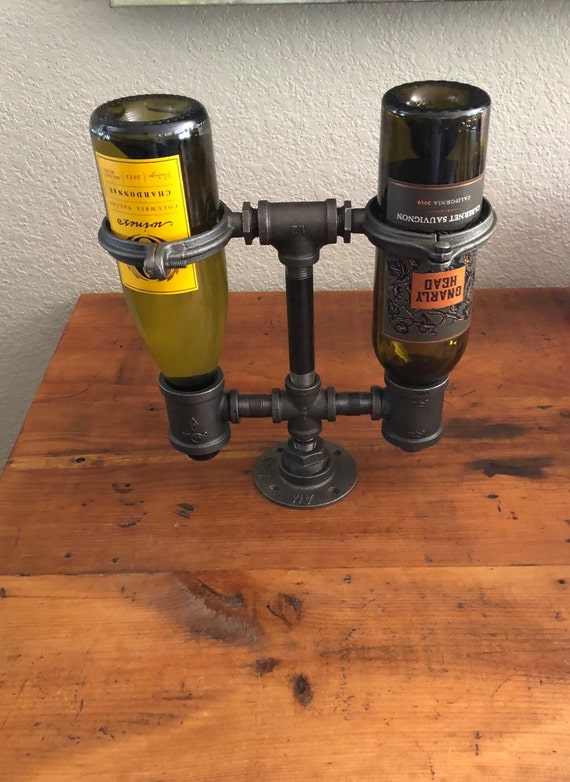 Industrial Pipe Wine Rack, Holder - Holds 2 Bottles