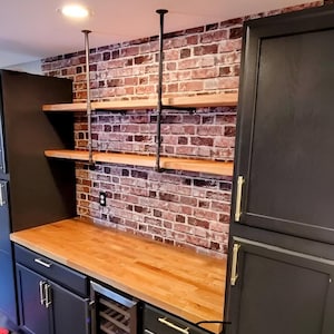 Industrial Pipe Shelving Parts Kit DIY - 2 Shelves, 40&quot; Tall, Choose Depth 4&quot;-18&quot; Rustic Metal Storage Unit