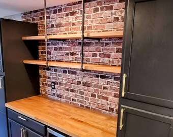 Industrial Pipe Shelving Parts Kit DIY - 2 Shelves, 40" Tall, Choose Depth 4"-18" Rustic Metal Storage Unit