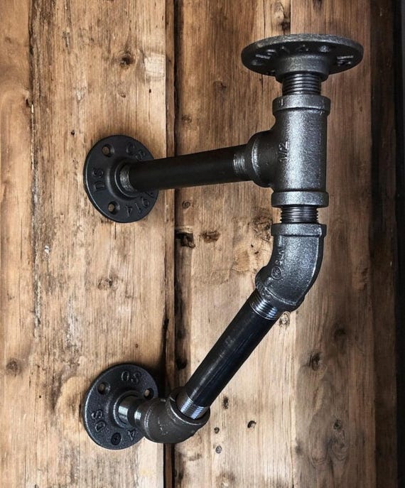 Vintage Industrial Pipe Brackets - Sturdy DIY Kit for Creative Shelving Solutions, Holds 75 Pounds