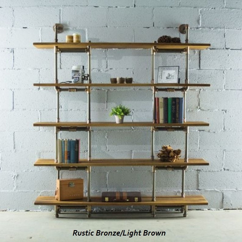 Modern Industrial Pipe Bookcase with 5 Solid Reclaimed Wood Etsy