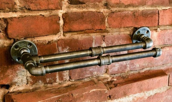 Towel Bar Rustic DIY Industrial Pipe Kit - Vintage Style Home Decor Bathroom Accessory