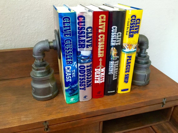 Industrial Black Pipe Bookends, 2 Bookends “DIY” Project Parts Kit
