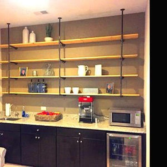 Kitchen Pipe Shelving, Wall & Ceiling (or floor) Mounted,Parts Kit "DIY" Replace Cabinets with this Unique Trendy Industrial look