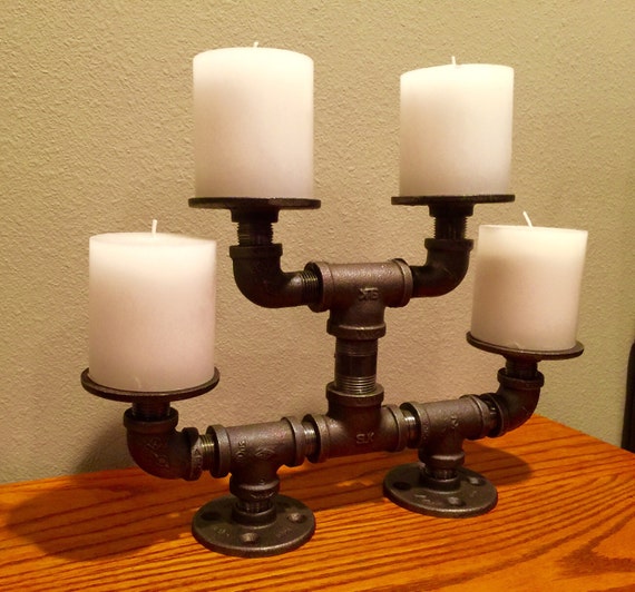 Candleabra, Industrial Black Pipe, Holds up to 4 Candles