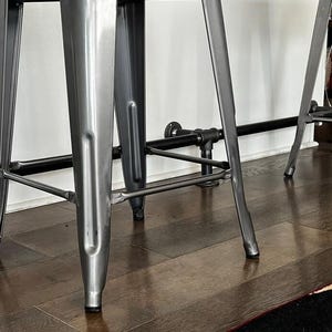 Industrial Pipe Bar Foot Rail Kit - 1” Pipe x 6&quot; Tall x 6&quot; Deep, Heavy Duty Rustic Metal Footrest - Multiple Lengths 48&quot; to 144