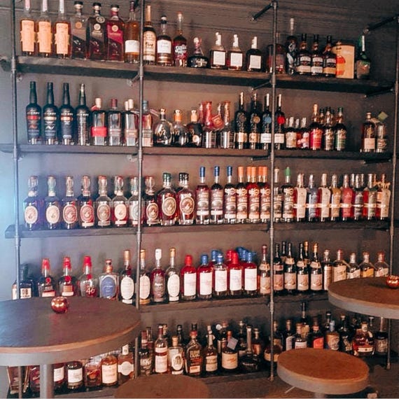 Vintage Pipe Shelf Kit with 6 Industrial Wall Shelves for Home Bars & Wine Lovers – Rustic Storage Display